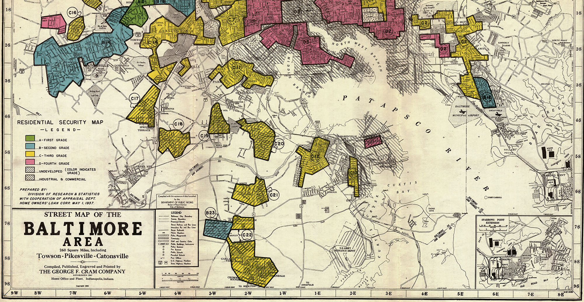 Residential Security Map of Baltimore, 1937